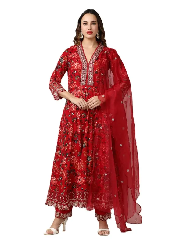 Red_Jaipur_Kurti_Embroidered_Floral_Flared_Kurta_Sets_With_Dupatta