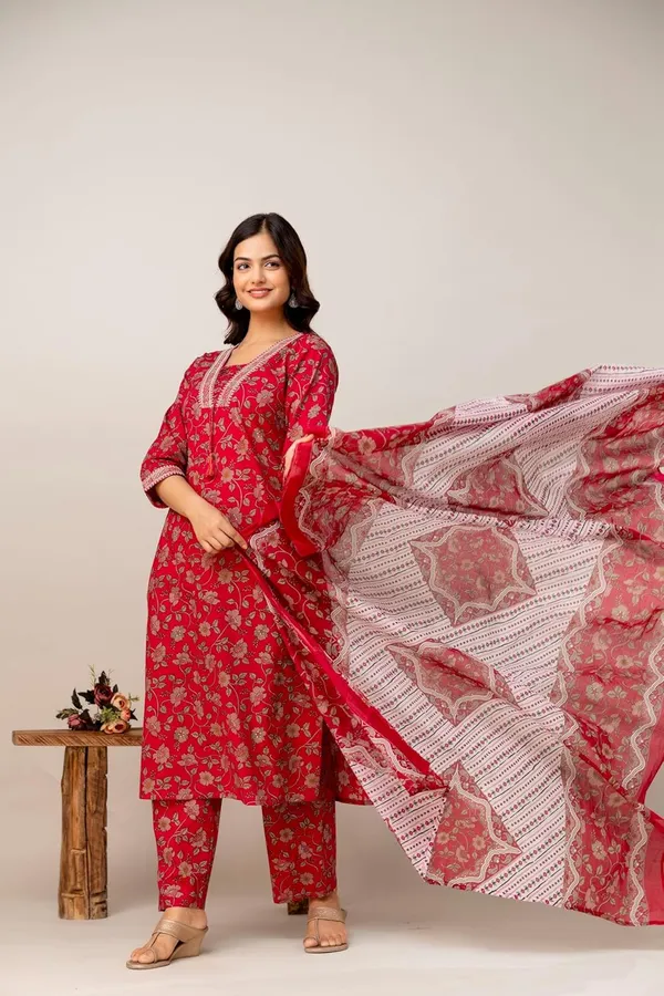 Pink_Pure_Cotton_Printed_With_Handwork_Kurta_With_Pants_And_Dupatta_Set