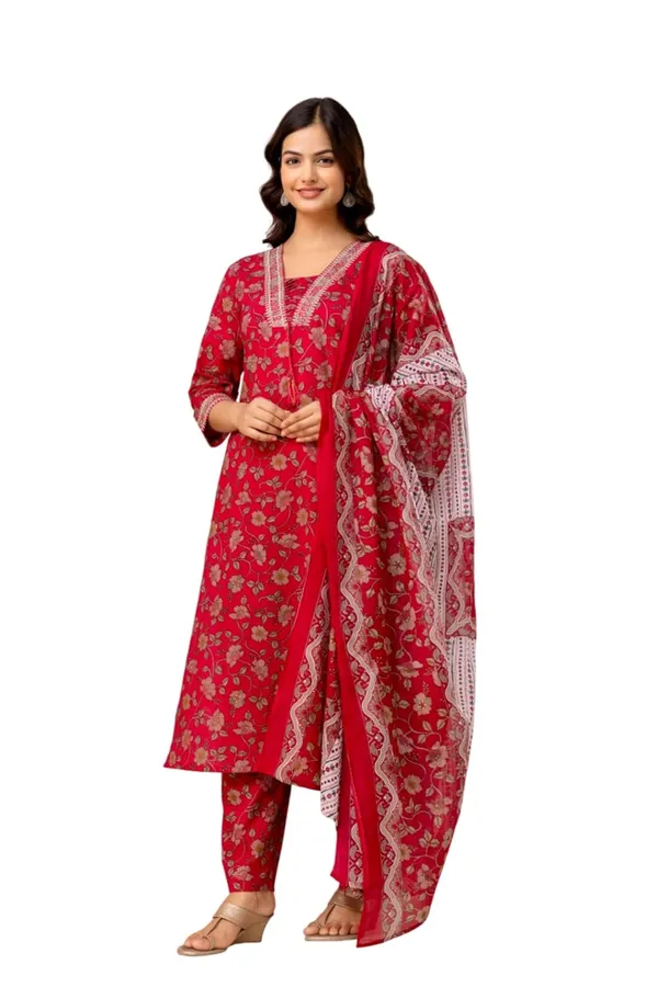Pink_Pure_Cotton_Printed_With_Handwork_Kurta_With_Pants_And_Dupatta_Set