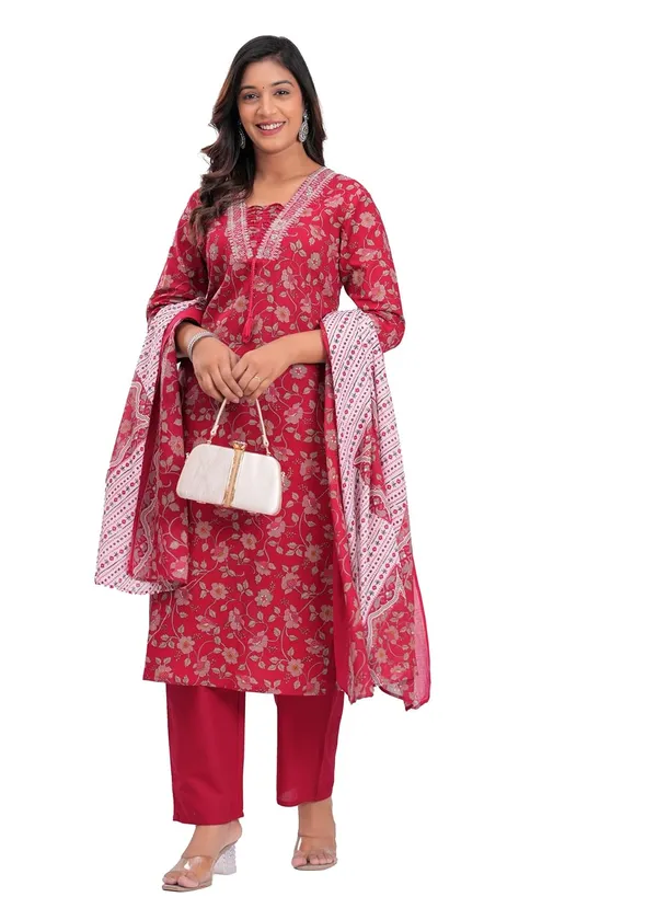 Women's_Pure_Cotton_Printed_With_Handwork_Kurta_with_Pants_and_Dupatta_Set_|_Ethnic_Set_|_Suit_Set_|_Kurta_Set