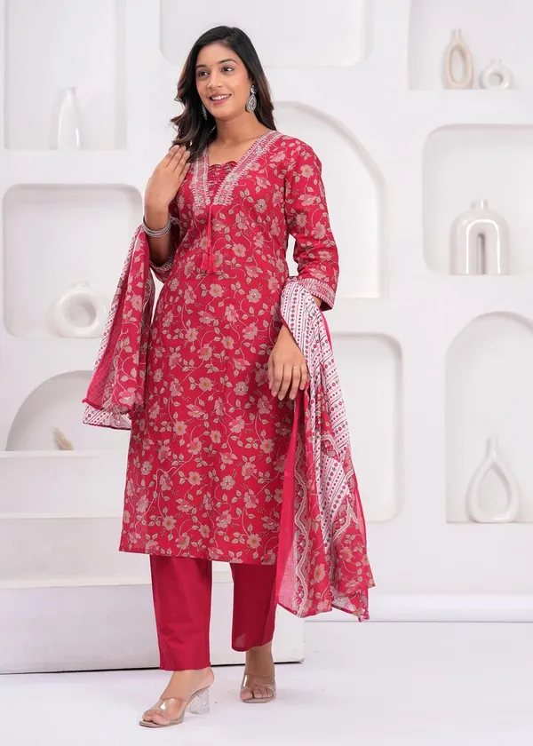 Women's_Pure_Cotton_Printed_With_Handwork_Kurta_with_Pants_and_Dupatta_Set_|_Ethnic_Set_|_Suit_Set_|_Kurta_Set