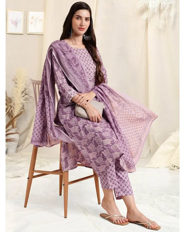 Purple_Women_Printed_Cotton_Straight_Kurta_And_Palazzo_With_Dupatta