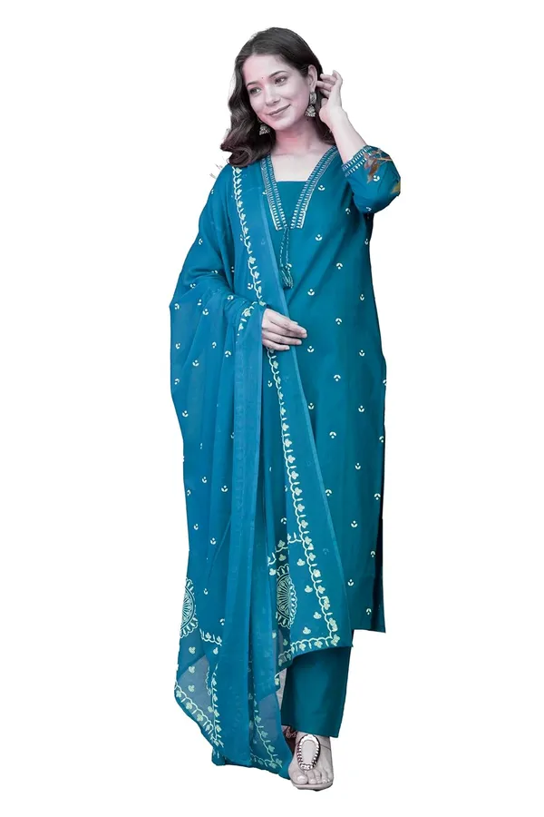 Blue_Pure_Cotton_Printed_Straight_Kurta_Set_With_Palazzo_Pants_And_Dupatta