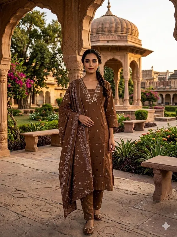 Timeless_Brown_Ethnic_Kurta_Set_with_Dupatta