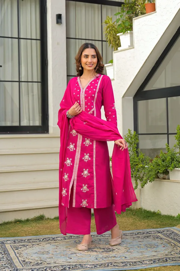 Rani_Pink_Cotton_Embroidered_Kurta_Palazzo_Set_With_Dupatta