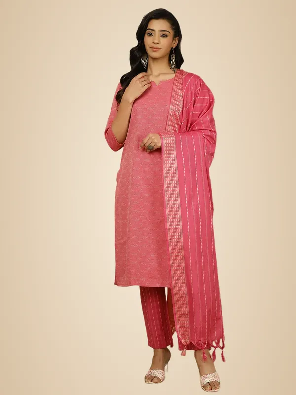Jaipur_Kurti_Self_Design_Fuchsia_Suit_Set