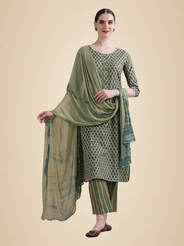 Green_Jaipur_Kurti_Pure_Cotton_Embroidered_Straight_Sawar_Suit_Sets_With_Dupatta