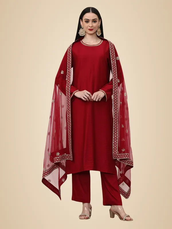 Jaipur_Kurti_Printed_Chanderi_Cotton_Floral_Kurta_Sets_With_Net_Dupatta