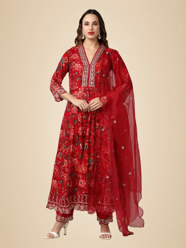 Red_Jaipur_Kurti_Embroidered_Floral_Flared_Kurta_Sets_With_Dupatta