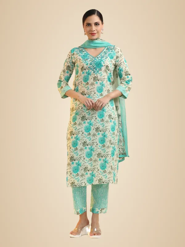 Sky_Blue_Jaipur_Kurti_Embroidered_Pure_Cotton_Floral_Kurta_Sets_With_Dupatta