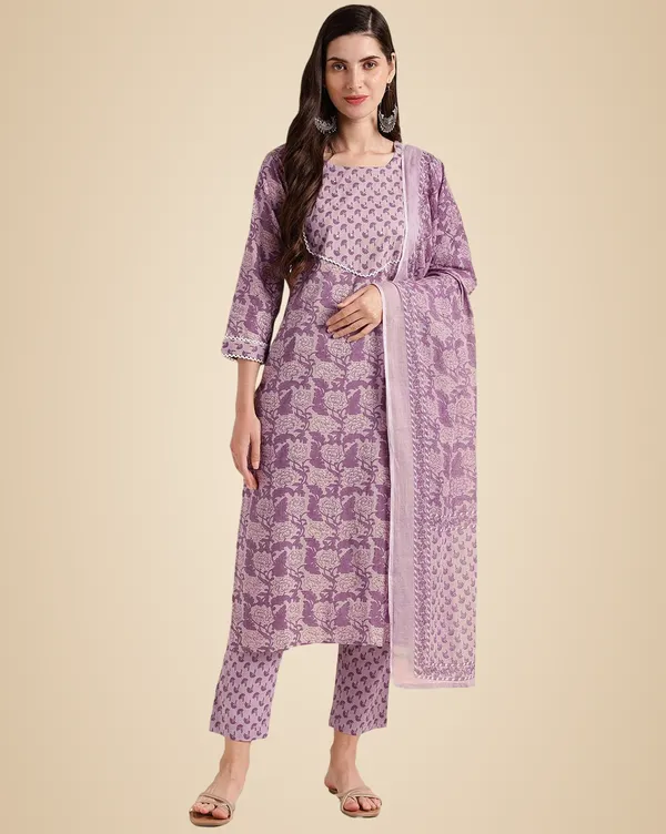 Purple_Women_Printed_Cotton_Straight_Kurta_And_Palazzo_With_Dupatta