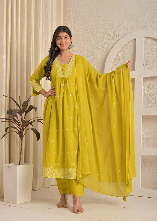 Charcoal_Grey_Cotton_Embroidered_Kurta_Pant_Set_With_Dupatta