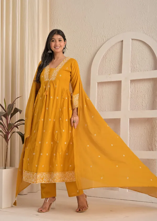 Charcoal_Grey_Cotton_Embroidered_Kurta_Pant_Set_With_Dupatta