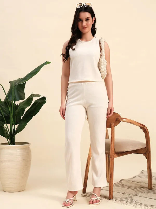 Cream_Premium_Poly_Blend_Co-Ord_Set_For_Women_Adults