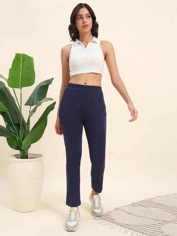 Navyblue_Premium_PolyCotton_Track_Pants_For_Women_Adults