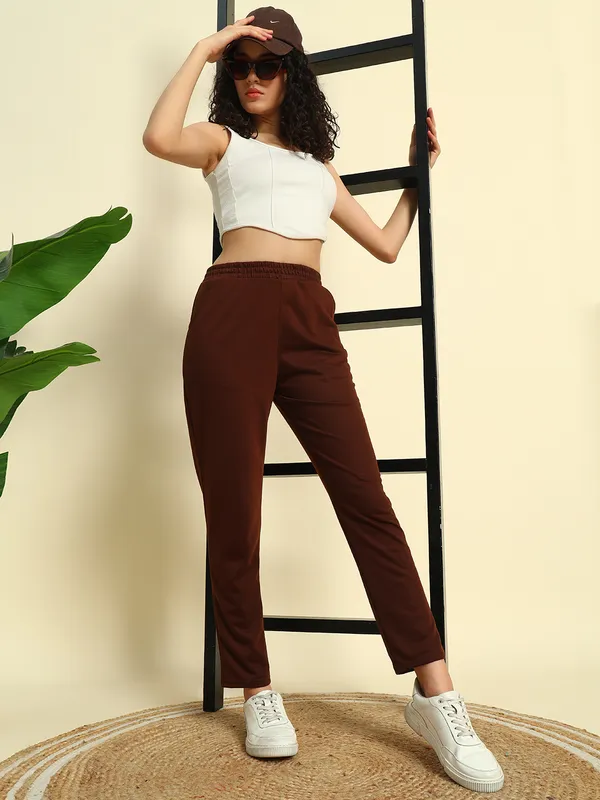 Brown_Premium_Poly-Cotton_Track_Pants_For_Women_Adults