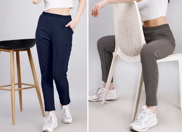 Navyblue_&_LightGrey_Premium_PolyBlend_Track_Pants_For_Women_Adults