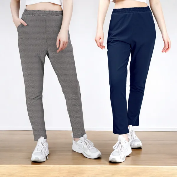 Navyblue_&_LightGrey_Premium_PolyBlend_Track_Pants_For_Women_Adults