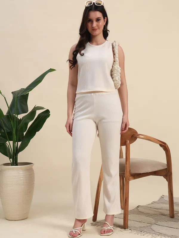 Cream_Premium_Blend_Pants_For_Women_Adults