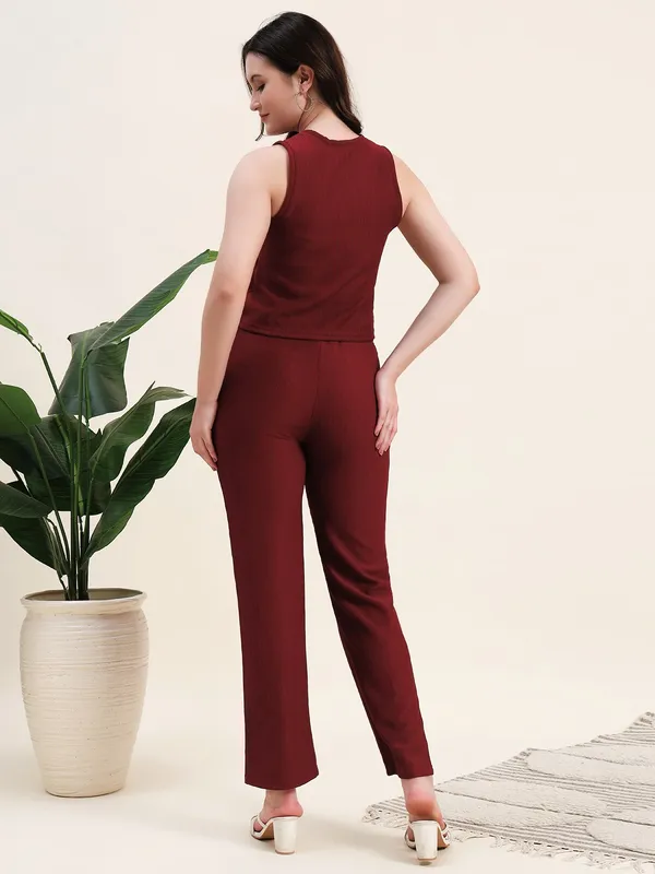 Maroon_PremiumPoly_Blend_Co-Ord_Set_For_Women_Adults
