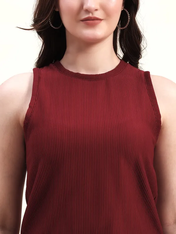 Maroon_PremiumPoly_Blend_Co-Ord_Set_For_Women_Adults