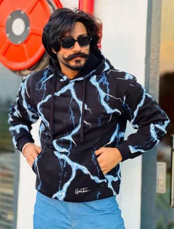 Lightning_Cotton_And_Polyester_Hoodie_|_Black_And_Blue
