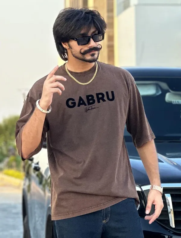 Gabru_Brown_Stonewashed_T-Shirt