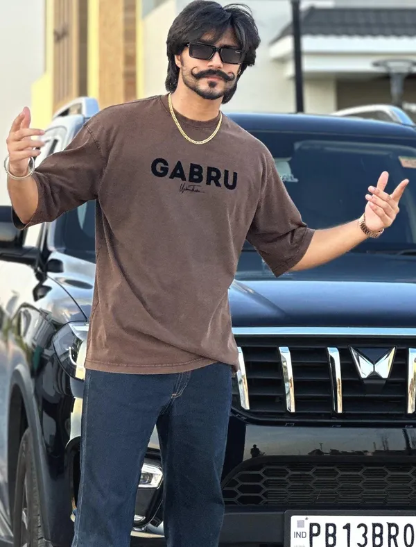 Gabru_Brown_Stonewashed_T-Shirt