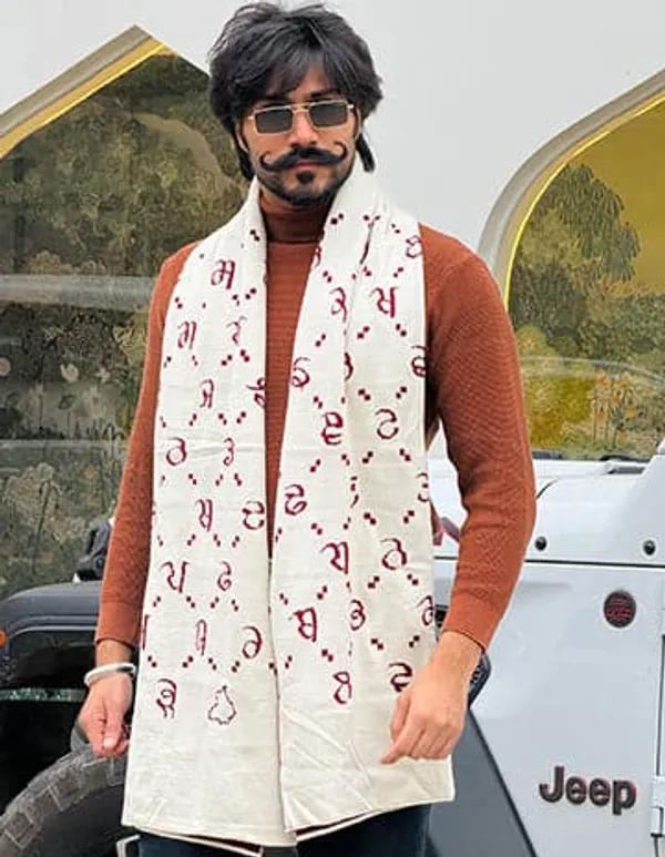 Maa_Boli_Winter_Stole_Rich_Cream_With_Blood_Red_Text_Cotton_Wool_Stuff