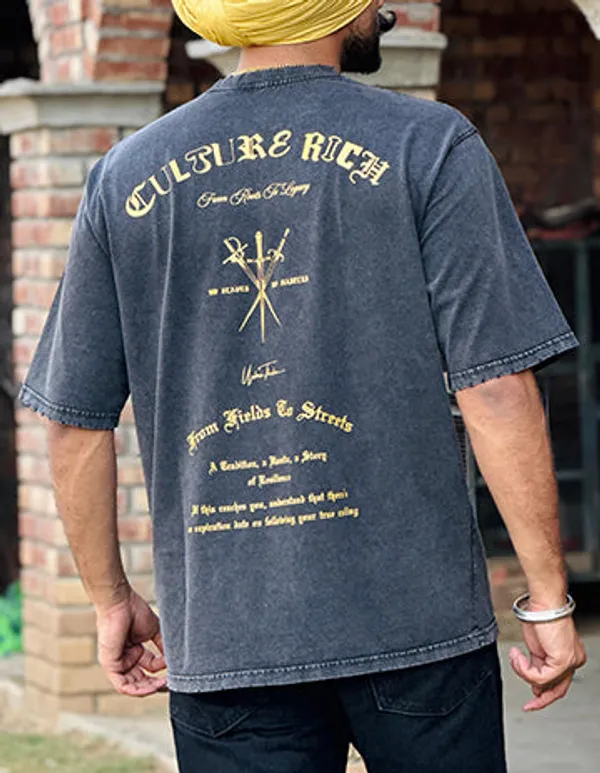 Culture_Rich_Fade_Blue_T-Shirt_With_Golden_Print