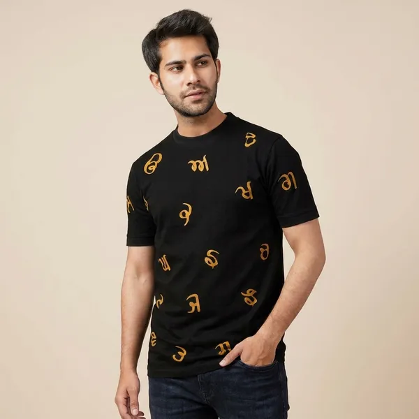 Maa_Boli_Yellow_And_Black_Print_T-Shirt