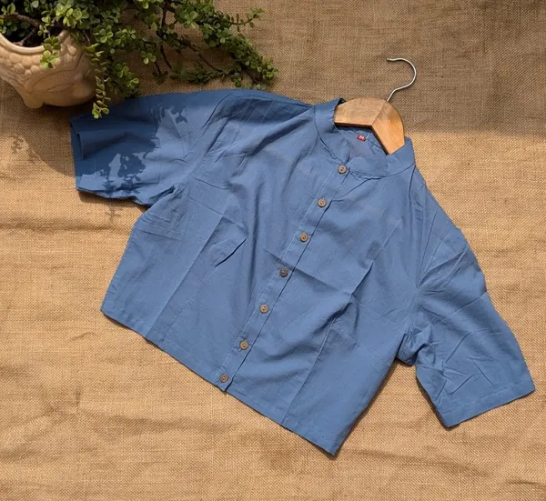 Denim_Blue_Mandarin_Collar_Cotton_Blouses