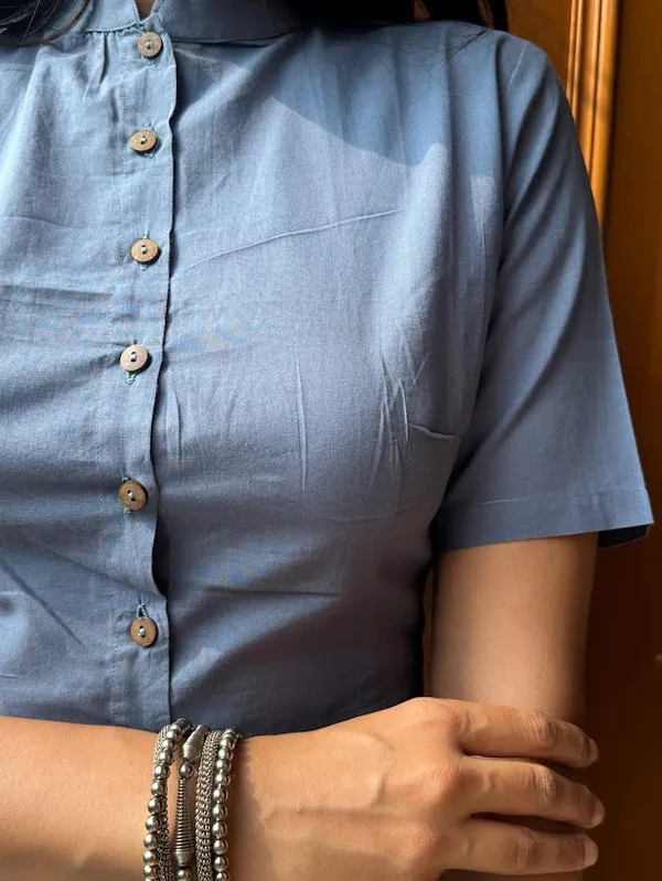 Denim_Blue_Mandarin_Collar_Cotton_Blouses