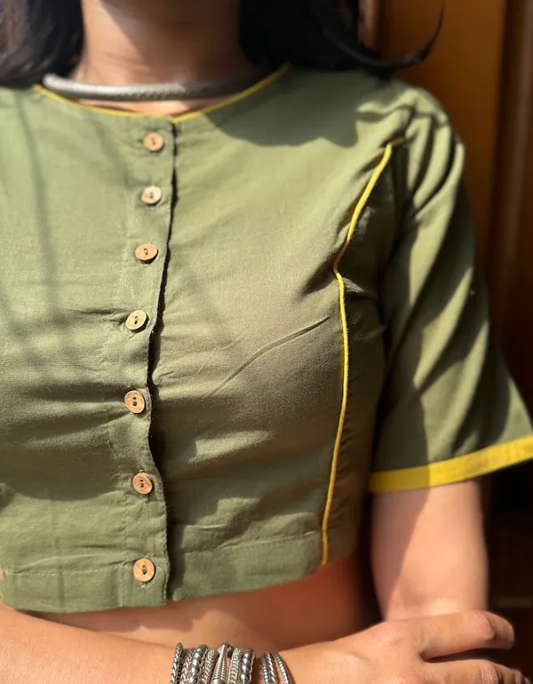 Bottle_Green_Princess_cut_Hand-block_Cotton_Blouses_