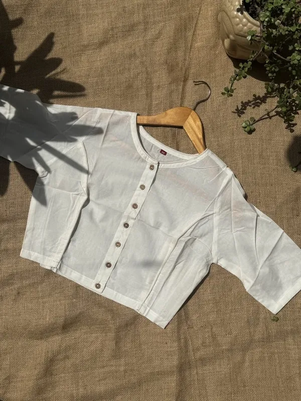 Ivory_White_Readymade_Cotton_Plain_Blouse_with_piping_and_round_neck