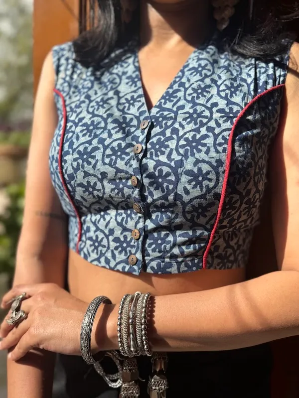 Indigo_Sleeveless_Cotton_Handblock_Blouse