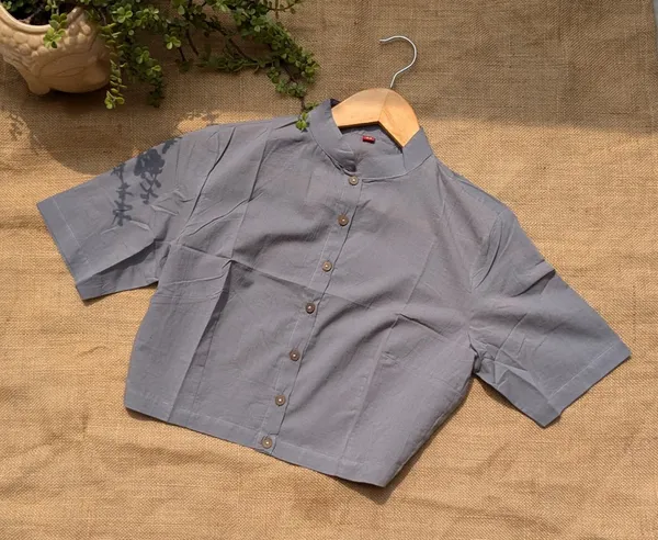 Slate_Grey_Mandarin_Collar_Cotton_Blouse