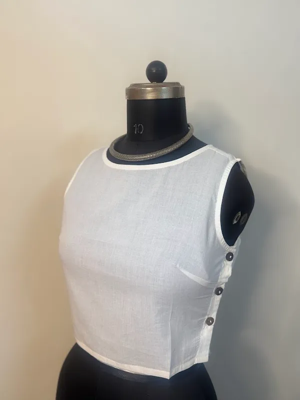 White_Readymade_Cotton_Plain_Blouses_For_Women