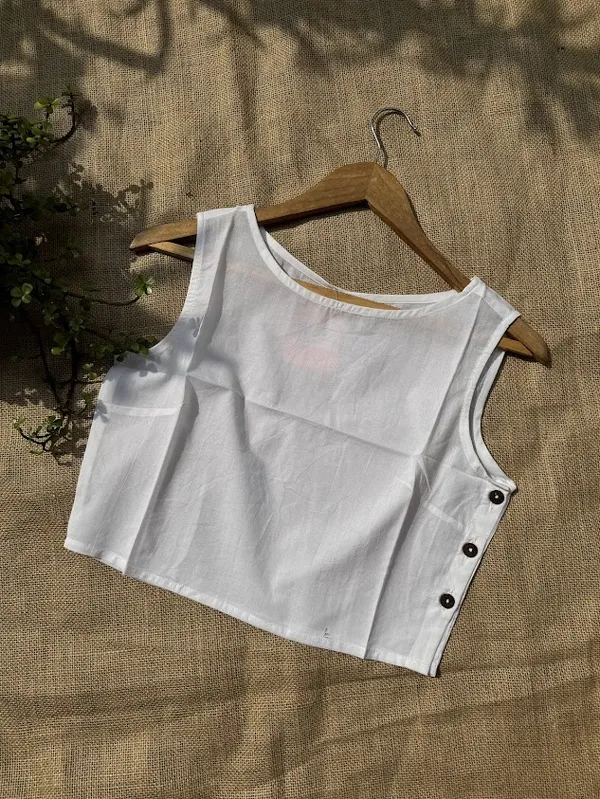 White_Readymade_Cotton_Plain_Blouses_For_Women