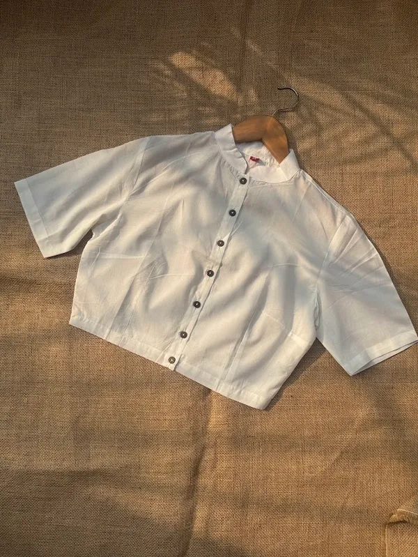 Ivory_White_Mandarin_Collar_Cotton_blouses