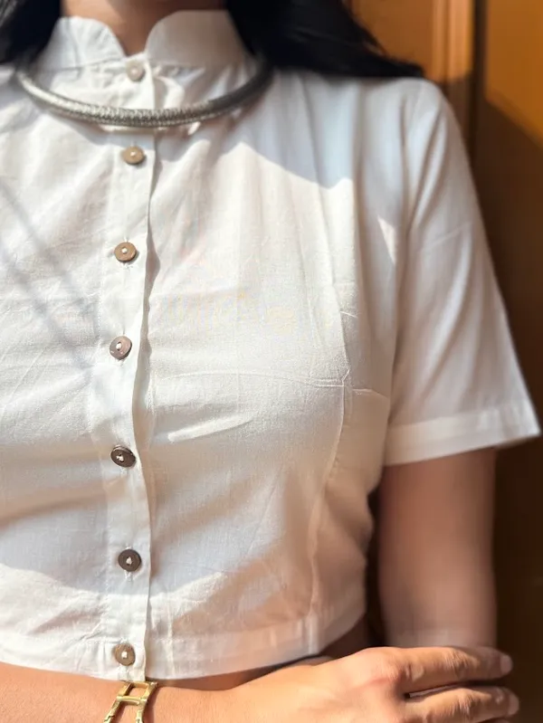 Ivory_White_Mandarin_Collar_Cotton_blouses