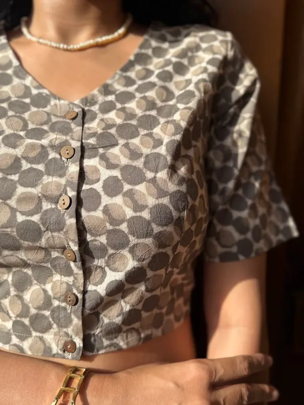Earthy_Gray_V-neck__Readymade_Handblock_Cotton_Blouse