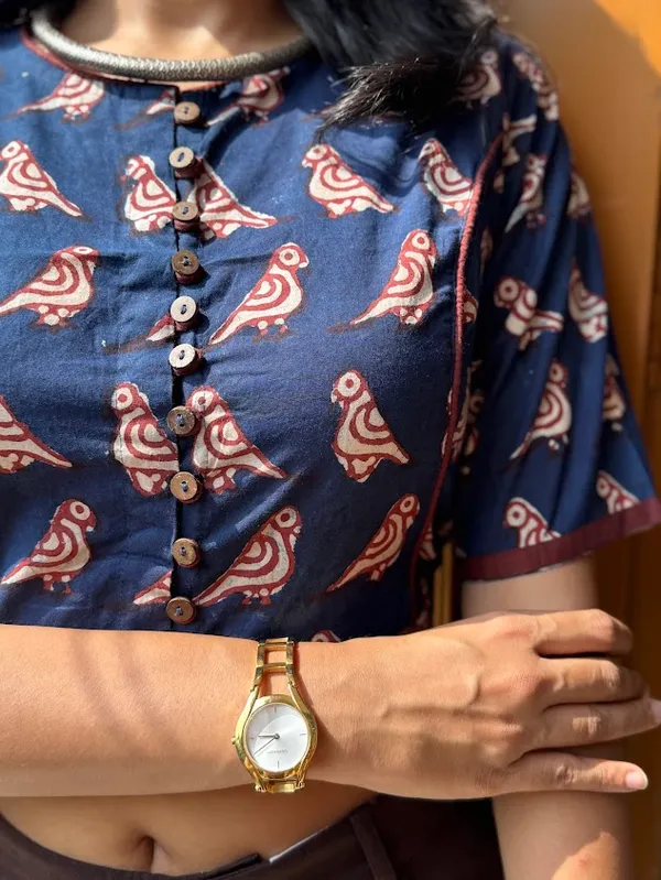Indigo_Bird_Motifs_Handblock_Printed_Cotton_Blouses