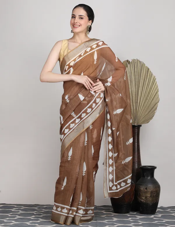 Tantvi_Desert_Bloom_Cotton_Linen_Saree