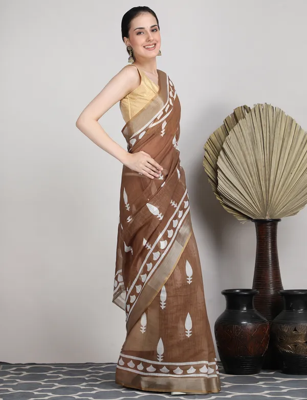 Tantvi_Desert_Bloom_Cotton_Linen_Saree