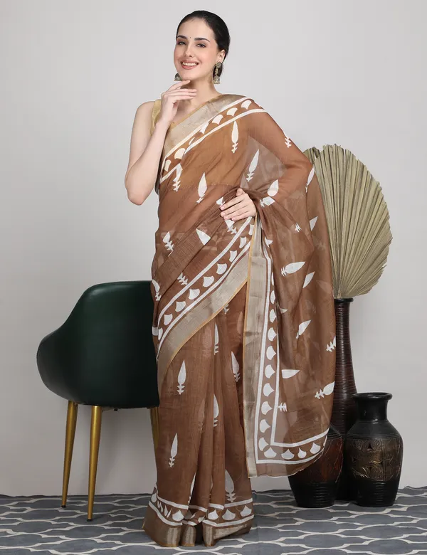 Tantvi_Desert_Bloom_Cotton_Linen_Saree