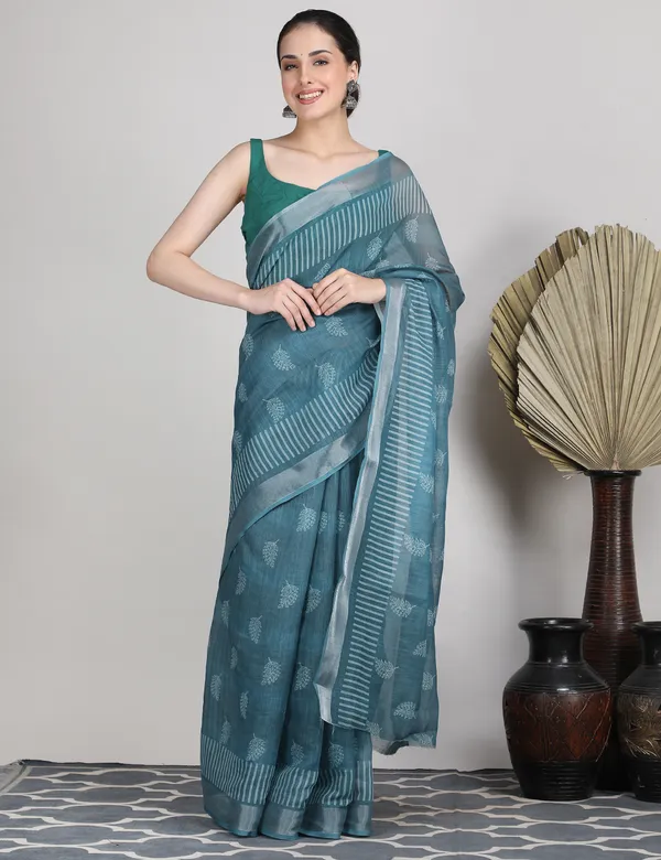 Tantvi_Amber_Aura_Cotton_Linen_Saree