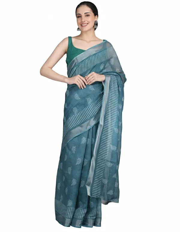 Tantvi_Amber_Aura_Cotton_Linen_Saree
