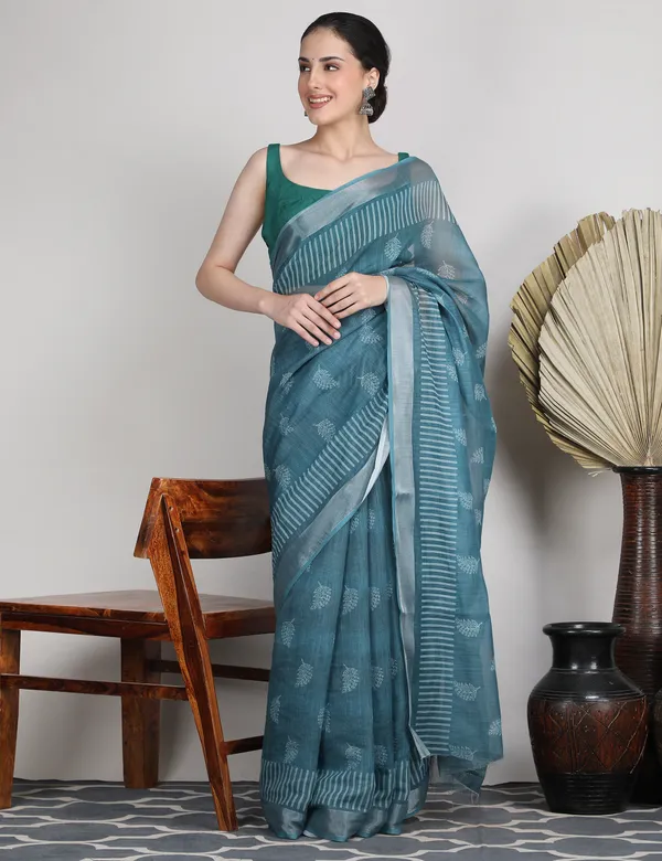 Tantvi_Amber_Aura_Cotton_Linen_Saree