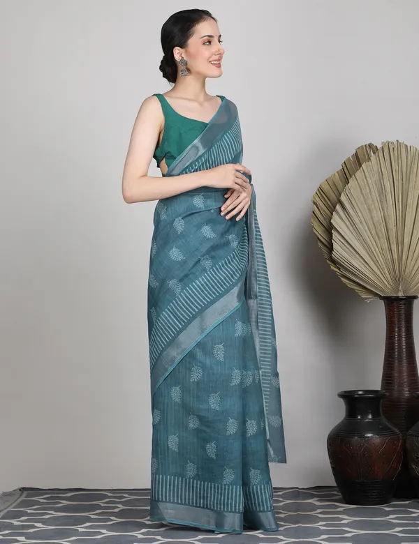 Tantvi_Amber_Aura_Cotton_Linen_Saree